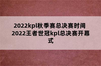 2022kpl秋季赛总决赛时间 2022王者世冠kpl总决赛开幕式